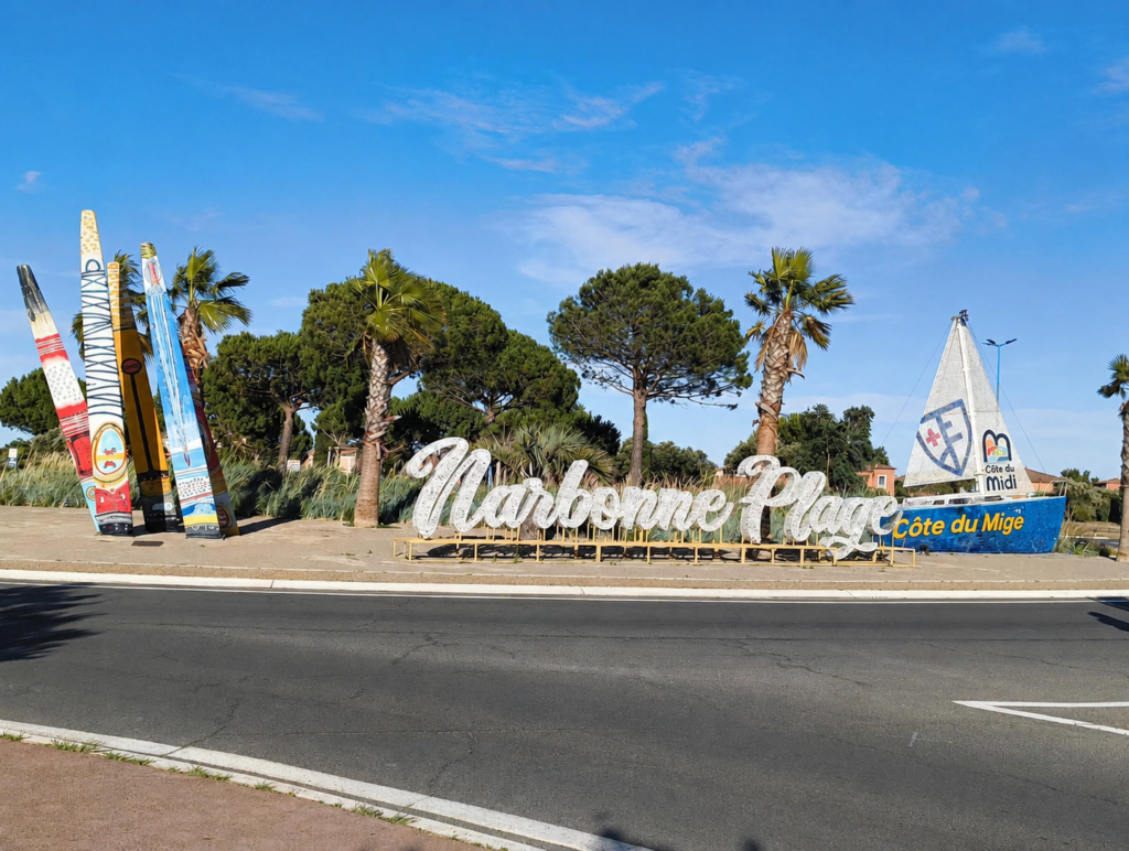 l'entrée de narbonne plage, le rond point